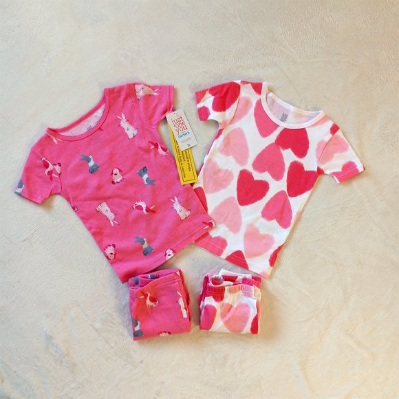 Girls 4pc Bunnies & Hearts Pajama Set - Picture 2 of 4